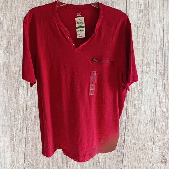 I-N-C Other - I-N-C canyon Red Men Tee With Grommet Detail & Zipper Pocket Size Large